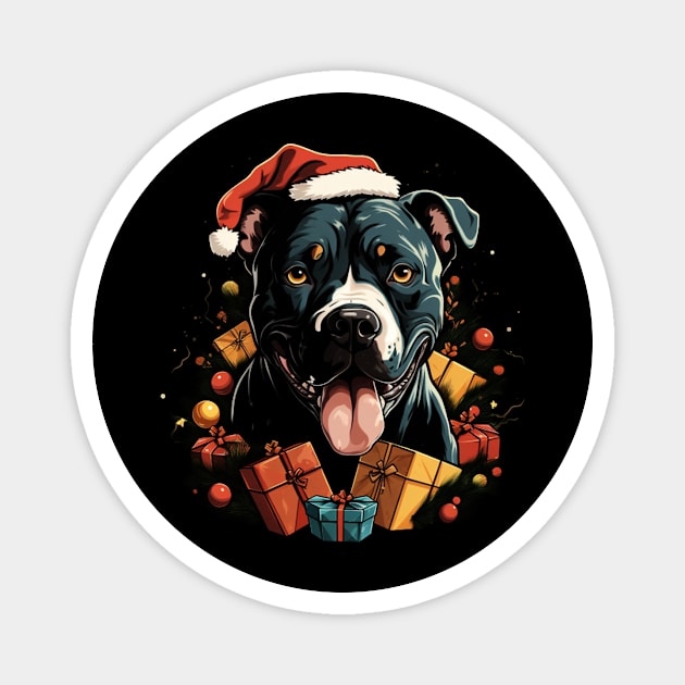 Christmas pitbull Magnet by Rocket Girls 